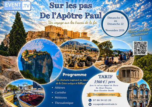 Voyage en Grece : Sur les pas de Paul Novembre 2026